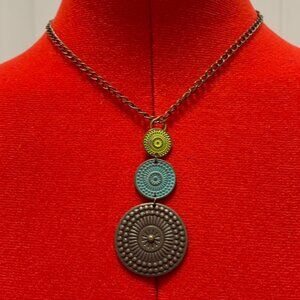 Embossed Medallion Metal Necklace